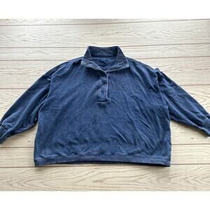 Aerie Quarter Zip Sweatshirt Women's Size XXL Blue